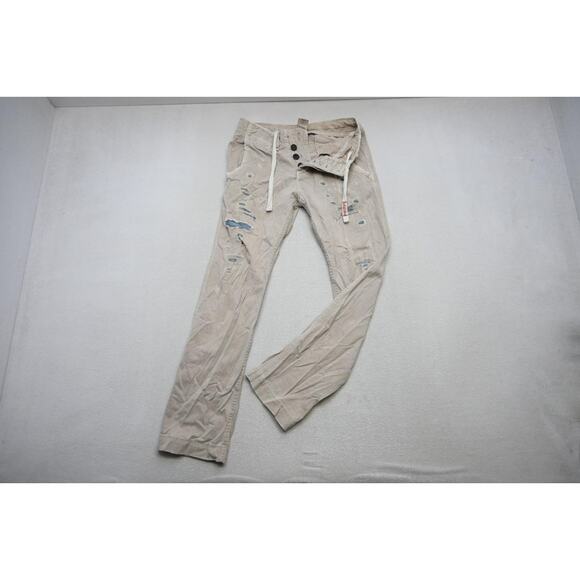 True Religion Distressed Khaki Pants Beige Flat Front Mens Size 28 x 32 - Picture 1 of 14